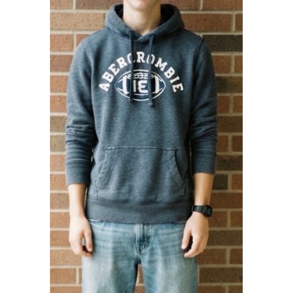 Vintage Abercrombie & Fitch Hoodie Distressed Muscle Sweatshirt Mens Med Gray
